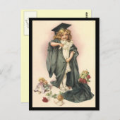 ヴィンテージのはがき招待状卒業デザイン ポストカード (正面/裏面)