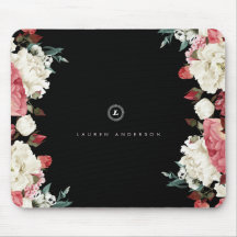 ヴィンテージのばら色のカスタムなモノグラムのマウスパッド