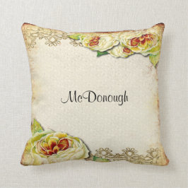 ヴィンテージのばら色のコラージュパターン クッション