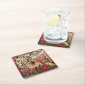 ヴィンテージのばら色のジプシーのダンサーのフランス人のコラージュ スクエアペーパーコースター (インサイチュ)
