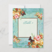 ヴィンテージのばら色のバラの蝶蝶渦巻 招待状 (正面)