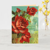 ヴィンテージのばら色のバースデー・カード カード (黄色い花)