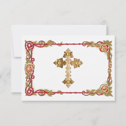 ヴィンテージのばら色の十字の保存日付 セーブザデート (正面)