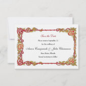 ヴィンテージのばら色の十字の保存日付 セーブザデート (裏面)