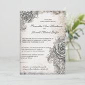 ヴィンテージのばら色の結婚式招待状 招待状 (スタンド正面)