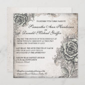 ヴィンテージのばら色の結婚式招待状 招待状 (正面/裏面)