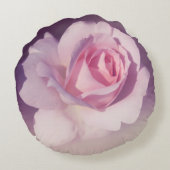ヴィンテージのばら色の花のピンクの紫色のデザイン ラウンドクッション (裏面)