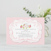 ヴィンテージのばら色の花嫁の茶パーティの招待状 招待状 (スタンド正面)