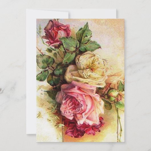 ヴィンテージのばら色の花束の結婚式招待状 招待状 (正面)