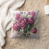 ヴィンテージのばら色の花束 クッション (ブランケット)