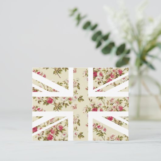 ヴィンテージのばら色の英国国旗イギリス(イギリス)の旗 ポストカード (スタンド正面)
