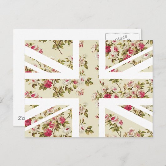 ヴィンテージのばら色の英国国旗イギリス(イギリス)の旗 ポストカード (正面/裏面)