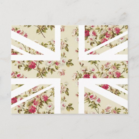ヴィンテージのばら色の英国国旗イギリス(イギリス)の旗 ポストカード (正面)