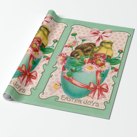 ヴィンテージのひなと復活祭復活祭の挨拶 ラッピングペーパー (アンロールド)
