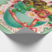 ヴィンテージのひなと復活祭復活祭の挨拶 ラッピングペーパー (角)