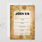 ヴィンテージのひまわりを飾った多目的招待状 招待状 (正面)