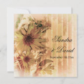 ヴィンテージのひまわりウェディング返信カード 招待状 (裏面)