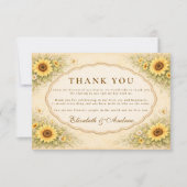 ヴィンテージのひまわりガーデンウェディング サンキューカード (正面)