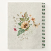 ヴィンテージのひまわりクリーム ブライダルシャワーレシピ ノートブック (裏面)