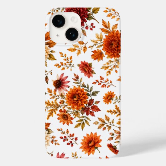 ヴィンテージのひまわり入りオータムフラワーパターン Case-Mate iPhoneケース (裏面)
