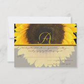 ヴィンテージのひまわり ブラックのレスポンスカード 出欠カード (裏面)