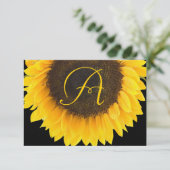 ヴィンテージのひまわり ブラックのレスポンスカード 出欠カード (スタンド正面)