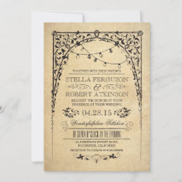 ヴィンテージのひもはアーチの結婚式招待状をつけます 招待状
