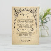 ヴィンテージのひもはアーチの結婚式招待状をつけます 招待状 (スタンド正面)