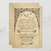 ヴィンテージのひもはアーチの結婚式招待状をつけます 招待状 (正面/裏面)