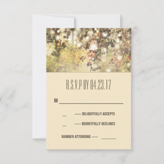 ヴィンテージのひもはRSVPカードを結婚する枝をつけます 出欠カード (正面)