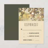 ヴィンテージのひもはRSVPカードを結婚する枝をつけます 出欠カード (正面/裏面)