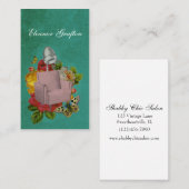 ヴィンテージのぼろぼろのサロンのドライヤーの椅子のばら色のスタイリストカード 名刺 (正面/裏面)