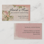 ヴィンテージのぼろぼろのシックなバラの生地の裁縫の裁縫婦 名刺 (正面/裏面)