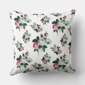 ヴィンテージのぼろぼろのシックなピンクの白いバラパターン クッション (裏面)