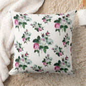 ヴィンテージのぼろぼろのシックなピンクの白いバラパターン クッション (ブランケット)