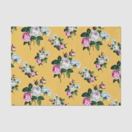 ヴィンテージのぼろぼろのシックなピンクの白いバラパターン 薄葉紙