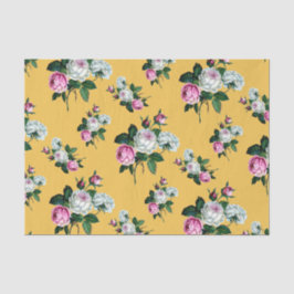 ヴィンテージのぼろぼろのシックなピンクの白いバラパターン 薄葉紙