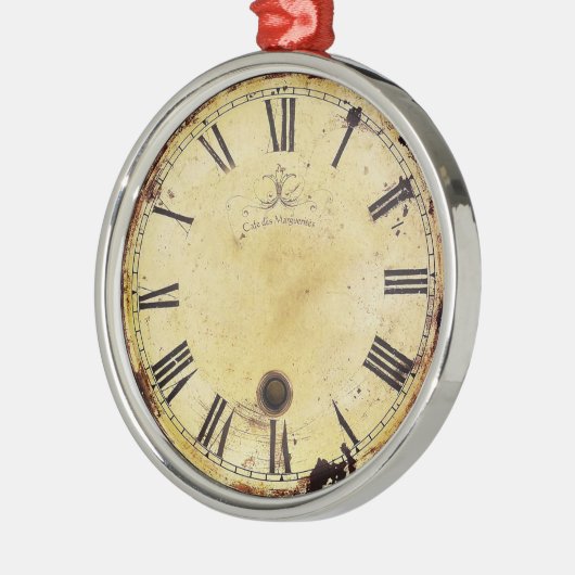 ヴィンテージのぼろぼろのシックな柱時計 メタルオーナメント (左)