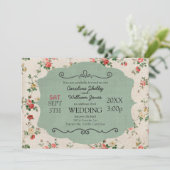 ヴィンテージのぼろぼろのシックな花の結婚式招待状 招待状 (スタンド正面)