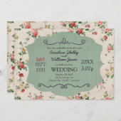 ヴィンテージのぼろぼろのシックな花の結婚式招待状 招待状 (正面/裏面)