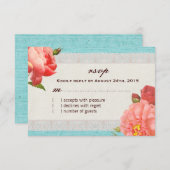 ヴィンテージのぼろぼろのシックな花柄RSVPカード 出欠カード (正面/裏面)