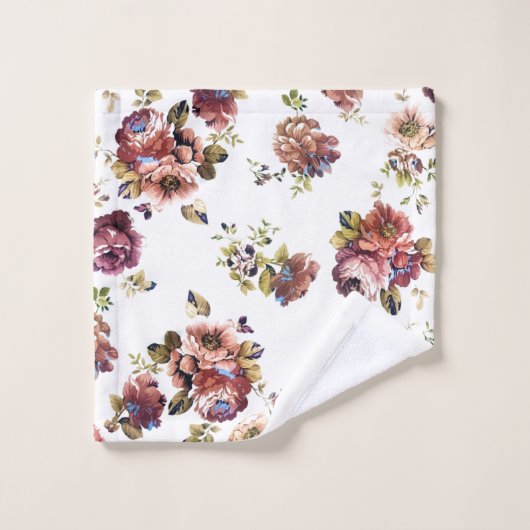 ヴィンテージのぼろぼろのシックな花 バスタオルセット (ウォッシュタオル)