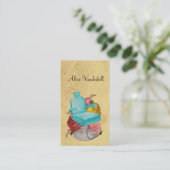 ヴィンテージのぼろぼろのバラのサロンの椅子の美容師カード 名刺 (スタンド正面)