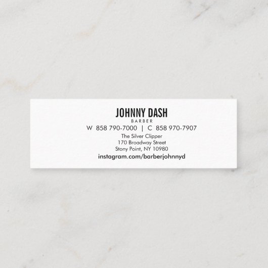 ヴィンテージのまっすぐなかみそり スキニー名刺 (裏面)