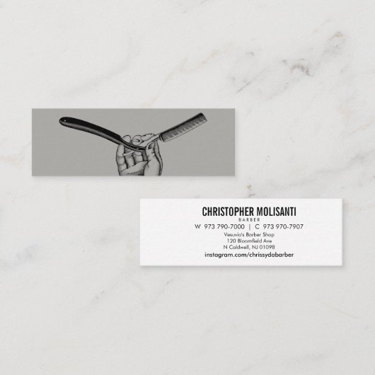 ヴィンテージのまっすぐなかみそり/小型 スキニー名刺 (正面/裏面)