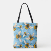 ヴィンテージのまわりにイラストレーションオンブルークラウド トートバッグ (裏面)