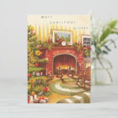 ヴィンテージのまわりにクリスマス暖炉 シーズンカード (スタンド正面)