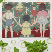 ヴィンテージのまわりにクリスマス飾アツリー キッチンタオル (折り畳み)