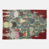 ヴィンテージのまわりにクリスマス飾アツリー キッチンタオル (横)