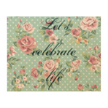 ヴィンテージのみすぼらしい上品なフローラティール（緑がかった色）白いピンクのポルカ